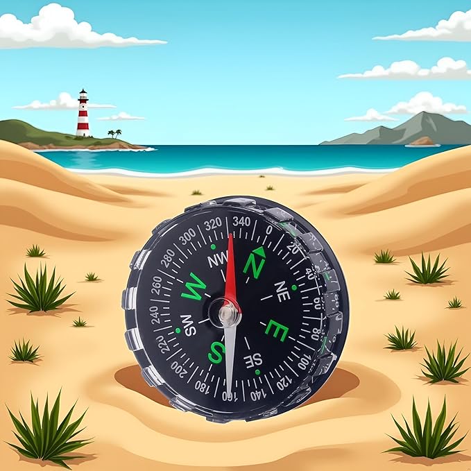 Mini Compass for Outdoor Navigation - Portable Liquid Survival Tool for Travel, Hiking, Camping and Backpacking - Clever Design, 4.5cm Diameter, Ideal for Boating and Navigation, Compasses