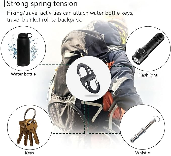 12 Pack 2" Carabiner Clip Plastic S Carabiner Clips Paracord Keychain Hooks for Key Chain Backpacks Bags Zipper Clip Accessories