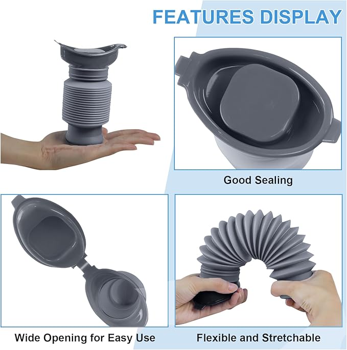 Pee Bottles for Men, Portable Urinal for Men, Collapsible Urine Bottle 750ML, Car Urinals for Men and Women, Emergency Urinal Shrinkable Pocket Toilet for Travel, Camping, Traffic Jam, Road Trips