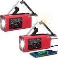NITIGO Emergency Weather Radio NOAA AM FM WB with 4000mAh Rechargeable Radio, USB Solar Hand Crank Charging, Flashlight, SOS Alarm, Reading Lamp Portable for Outdoor Indoor Emergencies, 2 Pack