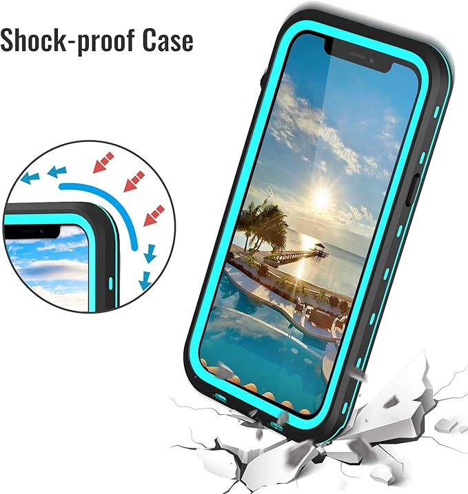 Waterproof Phone Case Compatible with iPhone 13, IP68 Waterproof Shockproof Dust-Proof Phone Case with Built in Screen Protector, Full Body Protective Case (Blue, iPhone 13)