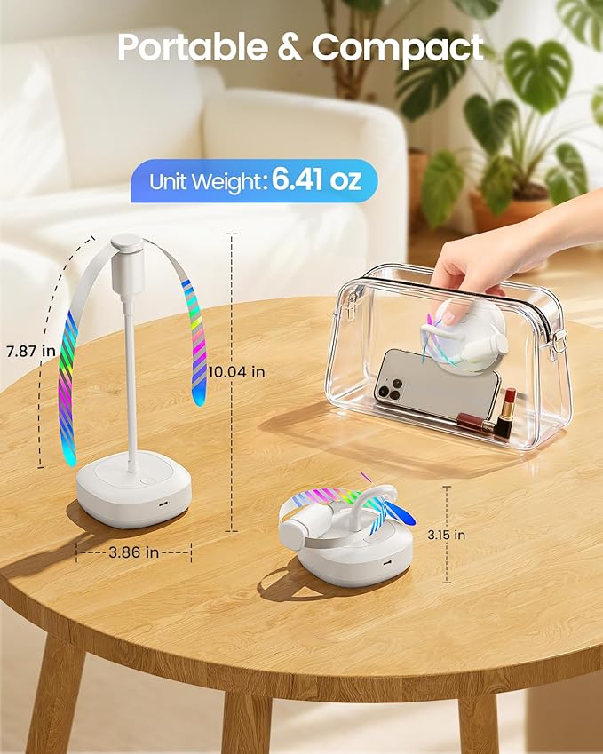 Edvision 4 Pack Food Table Fan, 2000mAh USB Powered Rechargeable Food Fan, Portable Fan with Flexible Goose-Neck and Soft Blades for BBQ, Patio, Party (White)