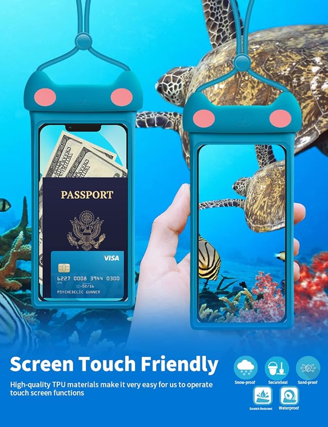 wellhouse 3D Waterproof Phone Pouch with Lanyard,Premium TPU100FT Deep Waterproof Phone Case for iPhone 17 16 15 14 13 12 Pro Max XS Samsung,Snorkeling, Surfing, Kayaking,Skiing,Hot Springs