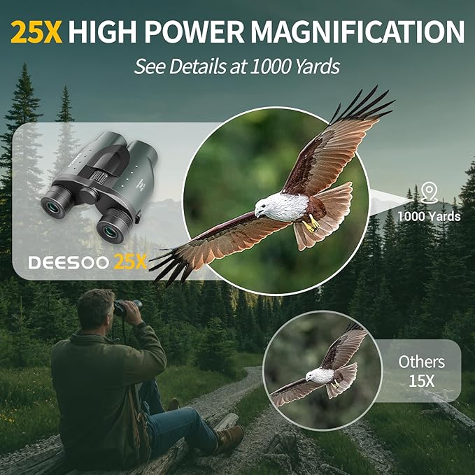 25x32 Compact Binoculars for Bird Watching - High Powered Lightweight Binocular for Adults Kids - 4.9ft Close Focus with Carrying Case for Backyard, Cruise Ship & Concerts