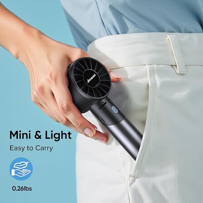 AMACOOL Portable Handheld Turbo Fan, Mothers Day Gifts for Mom Her Women Girl, Cool Metal Body, Rechargeable Battery Personal Fan, Mini Pocket Fans for Men Camping Outdoor Makeup Travel Essentials
