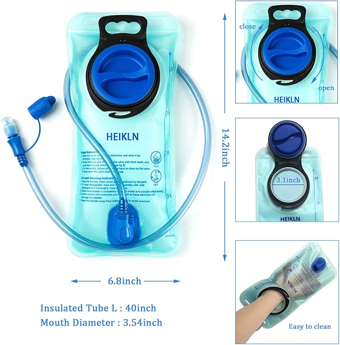 HEIKLN Hydration Bladder 1.5L-2L-2.5L-3L,Leak Proof Water Reservoir, BPA Free Military Water Storage Bladder Bag Hydration Pack Replacement Easy Clean for Bicycling Hiking Camping Hunting Running