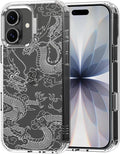 MOSNOVO for iPhone 17 Case | Military Grade 6.6ft Drop Tested | Camera Control | Clear with White Dragon Design