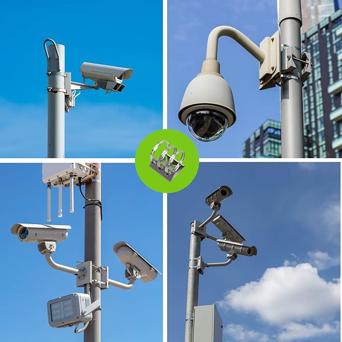 2pcs Universal Wall Mounting Bracket with 6 Loops, Stainless Steel Vertical Pole Mount Adapter for CCTV Security Camera PTZ Dome Indoor Outdoor AP Access Point Client CPE