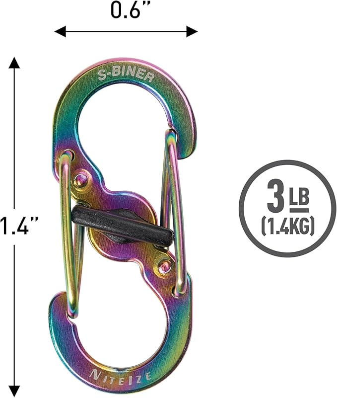 Nite Ize S-Biner MicroLock Stainless Steel - Durable Key Holder Carabiner Clip - S-Biner with Locking Gates - Durable & Strong Mini Carabiners for Keychain Accessories - Spectrum (5 Pack)