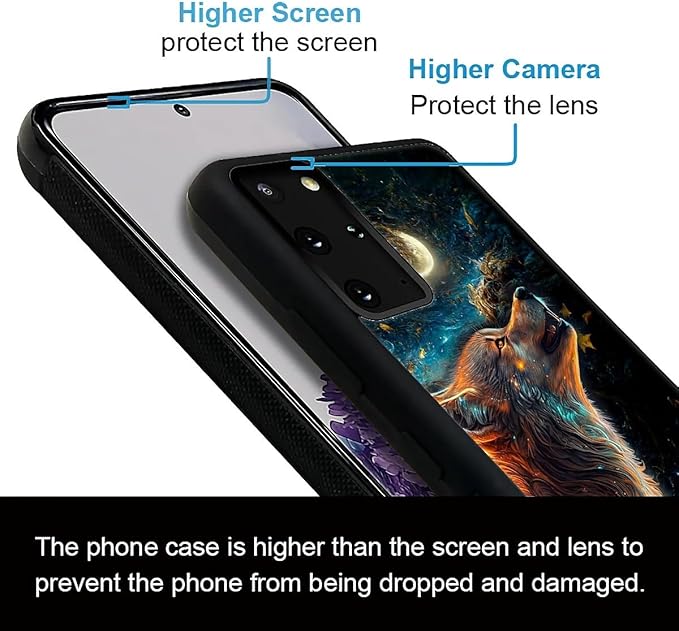 for Samsung Galaxy S20 Plus Case, Star Cave Hungry Wolf Pattern Graphic Design Girl Boy Soft Silicone Hard Acrylic Shock Protection for Samsung Galaxy S20 Plus