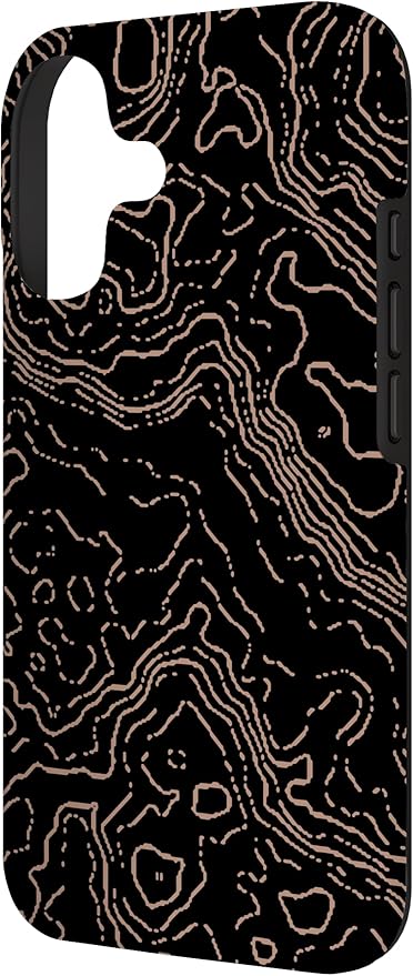 Topography Black & Brown Abstract Pattern Topographic Map Case for iPhone 17