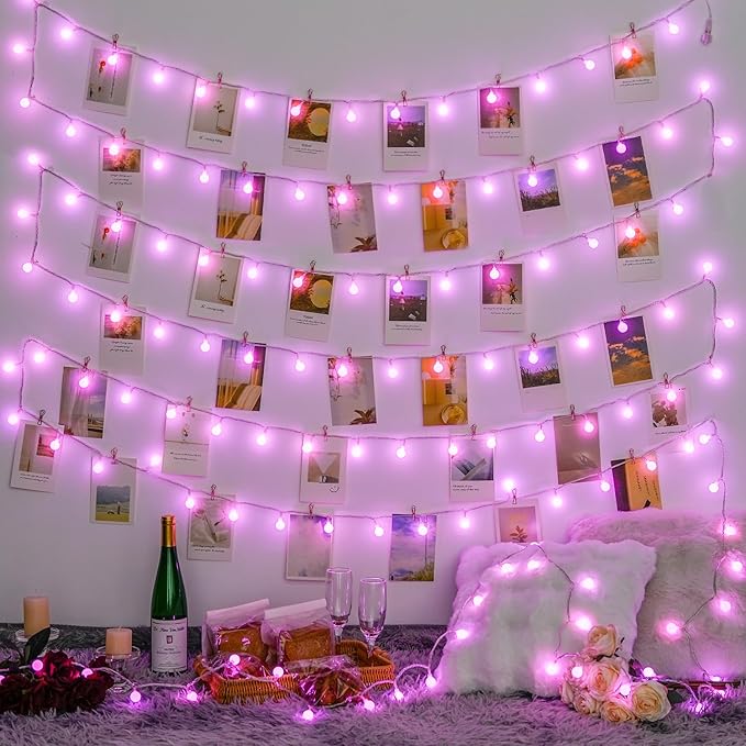 JMEXSUSS Globe String Lights Battery Operated - 100 LED White Fairy Lights Indoor Outdoor Waterproof 33FT Battery Powered String Lights with Remote for Wedding Bedroom Classroom Camping Decor