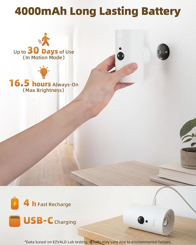 EZVALO Motion Sensor Wall Sconces, Battery Operated Wall Lights with 4000mAh Rechargeable Battery, 3 CCT & 12 RGB Remote LED Lights for Hallway, Stairway (White, 2 Pack)