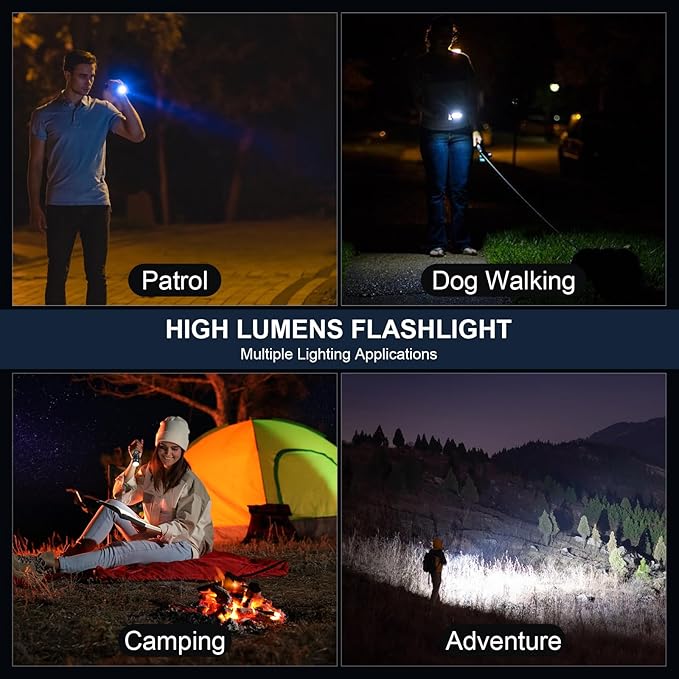 3 Pack Rechargeable Flashlights High Lumens, 990000LM Super Bright LED Flashlight, Adjustable Powerful Flash Light with 5 Modes & USB Cable, Waterproof Handheld Flashlight for Home Camping Outdoor