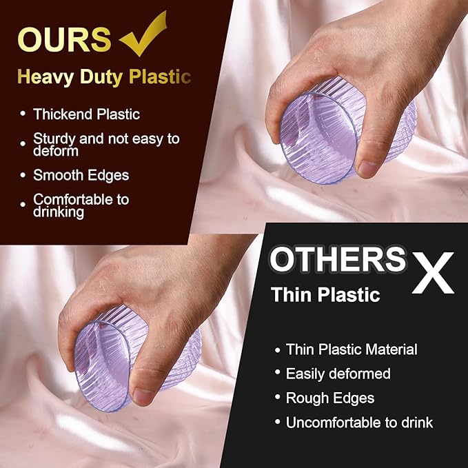Lueumxc 40 Pack Plastic Ribbed Wine Glasses, 14Oz Origami Disposable Wine Glasses Unbreakable Clear Plastic Cocktail Glasses Recyclable Shatterproof Reusable Wine Cups (14oz-blue-40pack)