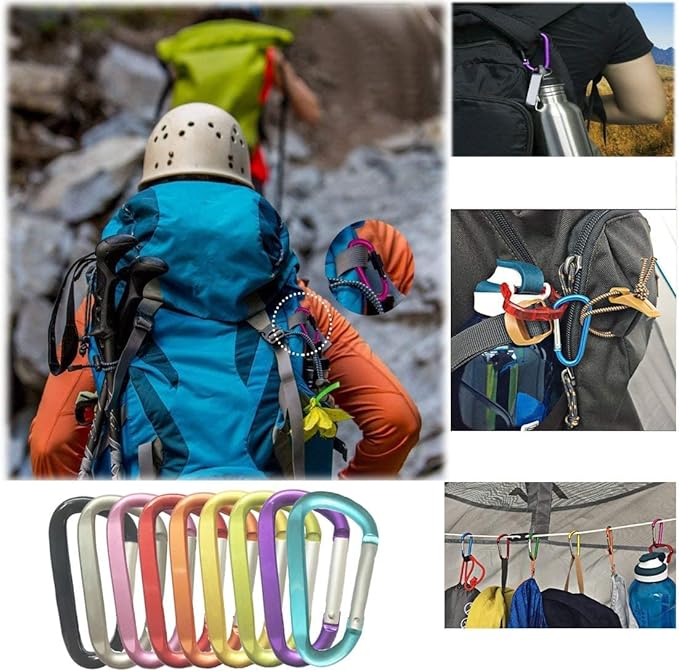 LESHIRY Large Carabiners Keychain 3" Aluminum D Shape Premium Durable D-Ring Carabiner Clip Hook Camping Accessories Snap Link Key Chain Durable Improved Design