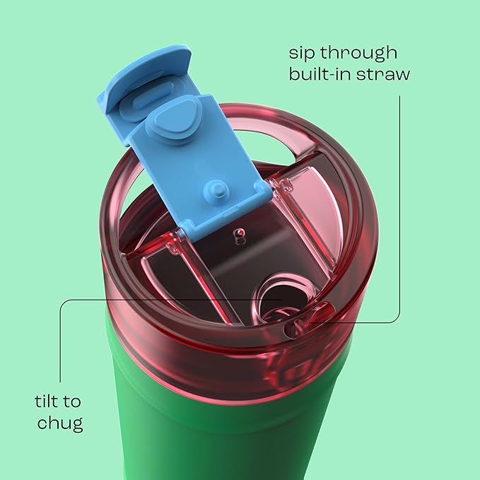 bubba 24 oz Dualsip Insulated Stainless Steel Water Bottle with Straw - Reusable, Leakproof, Lightweight, Dishwasher Safe, Lead-Free and BPA-Free, Fresh Serve
