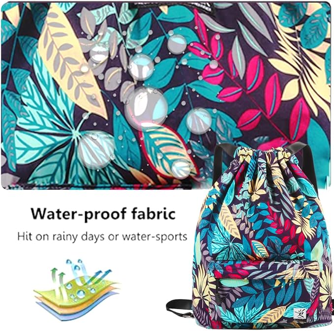 Waterproof Drawstring Bag, Gym Bag Sackpack Sports Beach Backpack for Men Women