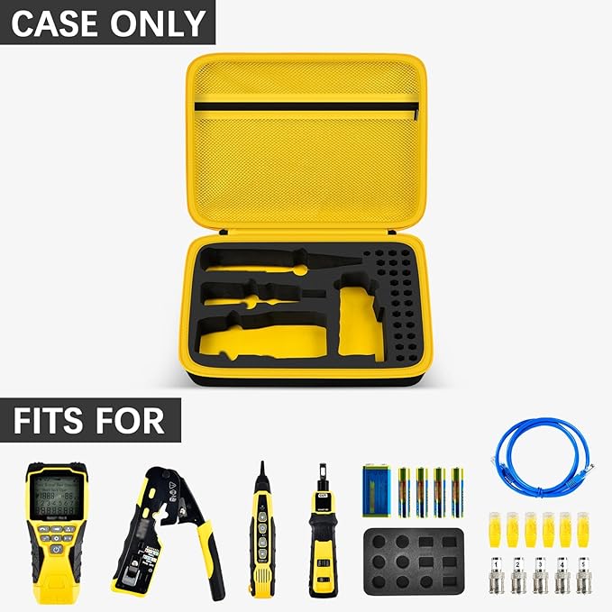 Case Compatible with Klein Tools VDV501-851 VDV500-123 VDV226-110 VDV427-300. Storage Carrying Travel Holder for Cable Tester for Scout Pro 3/ Tracer Probe/Wire Stripper and Accessories- Yellow Zipper