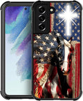 for Samsung Galaxy S22 Case, Red American Flag Horse Cross Pattern Graphic Design Girl Boy Soft Silicone Hard Acrylic Shock Protection for Samsung Galaxy S22