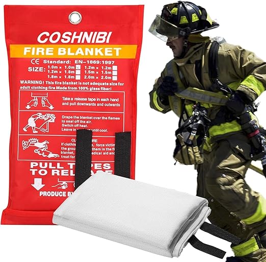 COSHNIBI Emergency Fire Blanket for Home & Kitchen - High Heat Resistant Fire Suppression Blanket (1 Pack)