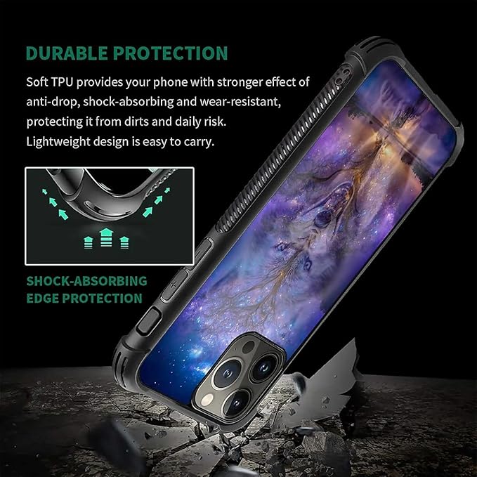 for iPhone 16 Pro Max Case, Wolves in The Woods Pattern Graphic Design Girl Boy Soft Silicone Hard Acrylic Shock Protection for iPhone 16 Pro Max