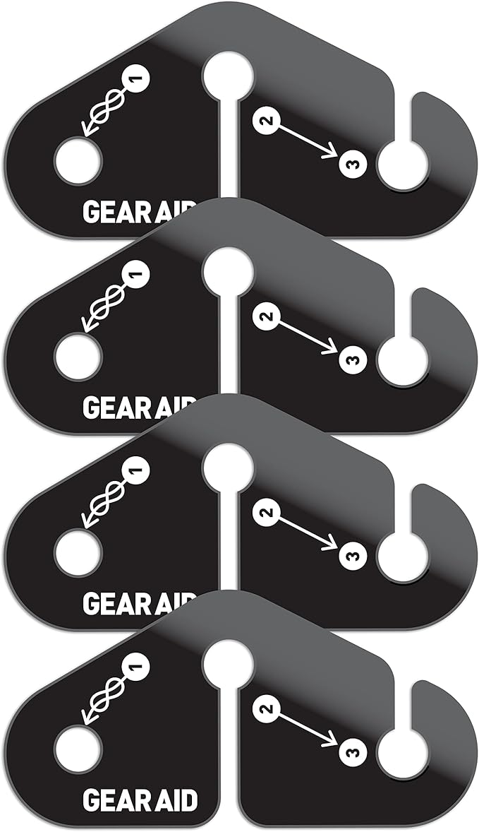 GEAR AID Line Tensioners for Hanging Gear, Tarps, Travel Clothesline and Bear Hangs at Camp, Includes 4 Tensioners for use with 550 Paracord