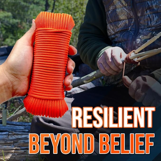 High Tensile Paracord Type III Parachute Cord Reflective Paracord Rope Tactical Paracord for Camping, Survival, Gear Repair & DIY (Orange, 98 Ft)