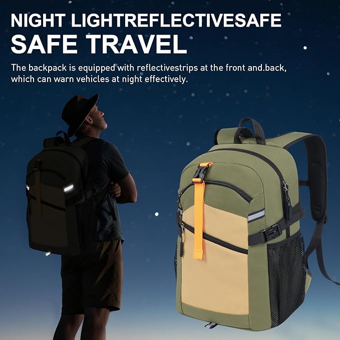 Small Hiking Backpack,20L Lightweight Travel Daypack,Ideal for Hiking,Traveling and Outdoor Adventure,Green