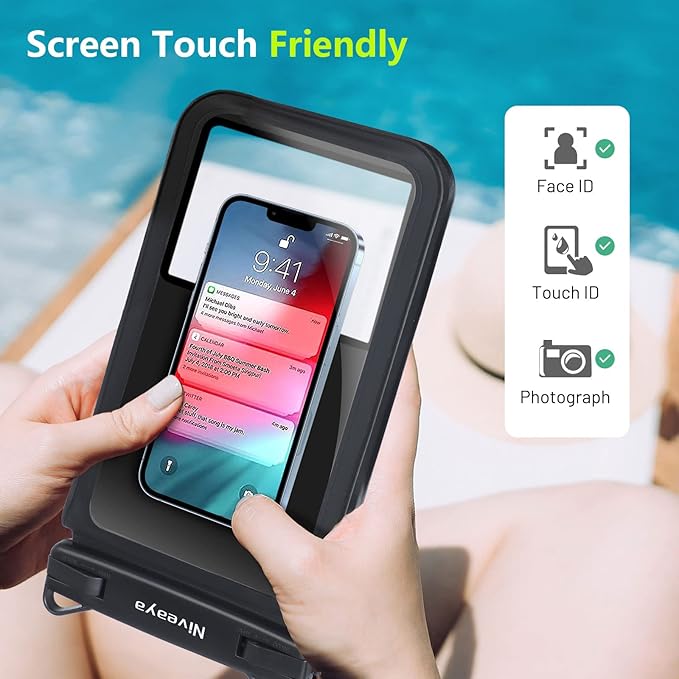 Niveaya [Up to 10.5"]Waterproof Phone Pouch - 2 Pack, Waterproof Phone Lanyard Case with iPhone 17/16/15/14/13 Pro Max up to 9.5", Phone Dry Bags for Vacation Beach Pool Kayak Cruise Travel Essentials