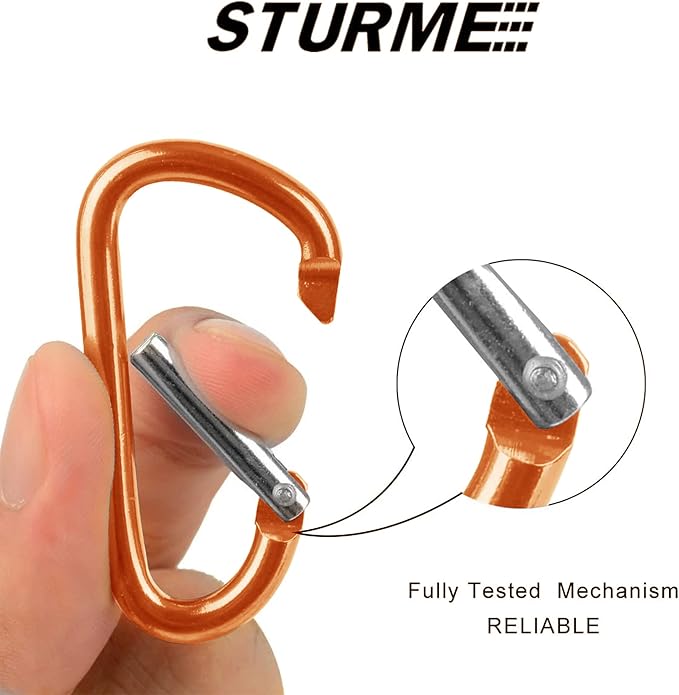 STURME 2" Aluminum D Ring Carabiners Clip D Shape Spring Loaded Gate Small Keychain Carabiner Clip Set Outdoor Camping Mini Lock Snap Hooks Spring Link Key Chain Durable Improved 24 PCS