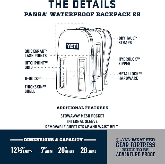 YETI Panga Series Airtight, Waterproof, Submersible Bags, Panga 28, Black