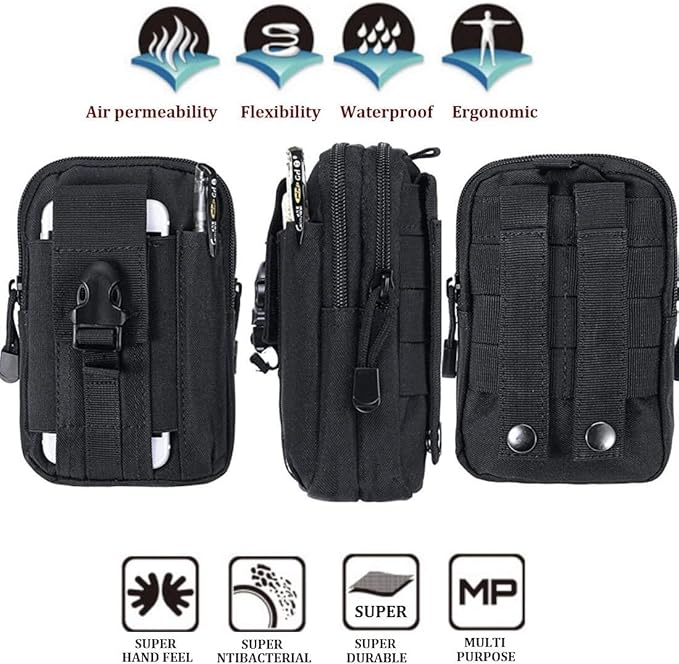 Belt Pouch, Tactical Molle Phone Pouch EDC Utility Pouches Waist Bag, Small Cell Phone Holster Gear Tool Gadget Pocket for Men