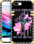 Compatible with iPhone 8 Plus 7 Plus Case, Praying Cross Hands Luxury Golden Decoration for Girl Women Soft TPU Shockproof Protective Hard PC Back for iPhone 8 Plus 7 Plus
