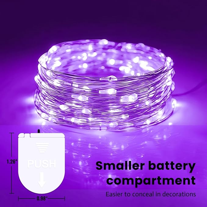 ZSJWL 30 Pack Purple Fairy Lights Battery Operated,7Ft 20LED Mini String Light, Waterproof Twinkle Light Silver Copper Wire Lights for Wedding Party Bedroom Christmas Table Decoration