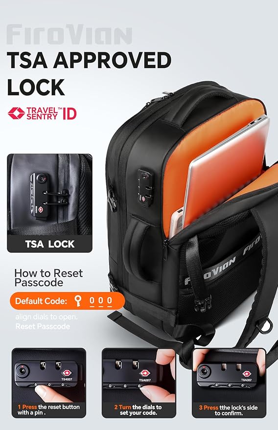 Vacuum Backpack Travel, 70L Expandable Carry On Backpack With Compression System, 2 Detachable TPU Vacuum Bags, TSA Lock, Water-Resistant, Fits 16" Laptop for Business & Travel