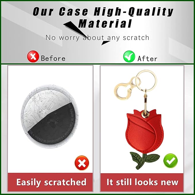 Leather Keychain Holder Case Compatible with AirTag,Cute air tag Cover with Keychain Ring,GPS Tracker Case for Keys