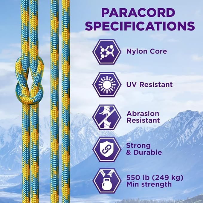 TECEUM Reflective Paracord Rope 1000 – 1000ft/200ft/100ft/50ft – 40+ Colors – Glow in The Dark – para Cord – Utility Rope for Survival, Hunting & Camping Gear – Nylon String, Camping Rope, Tent Cord