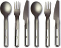 Titanium Flatware Knife Fork Spoon 2Sets - Ultralight For Backpacking, Hiking, Travel Dinnerware Easy Clean Compact