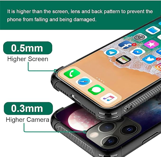 for iPhone 11 Pro Case, Star Two Wolfs Howling Pattern Graphic Design Girl Boy Soft Silicone Hard Acrylic Shock Protection for iPhone 11 Pro