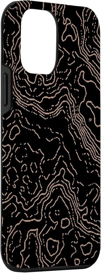 Topography Black & Brown Abstract Pattern Topographic Map Case for iPhone 12 mini