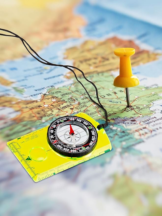 Gejoy 6 Pieces Orienteering Compass Bulk Scout Compass with Declination Magnifier Ruler and Scale Map Reading for Class Gifts Hiking Camping Backpacking Navigation Survival