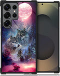 for Samsung Galaxy S25 Ultra Case,Graphic Design for Girl Boy Soft Silicone Hard Acrylic Shock Protection Designed for Samsung Galaxy S25 Ultra Star Two Wolfs Howling Pattern