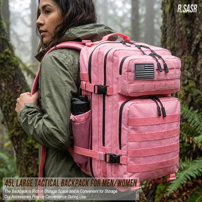 45L Tactical Backpack for Men Women, Military Assault Pack with MOLLE, Large 3 Day Bug Out Bag for Hiking Camping