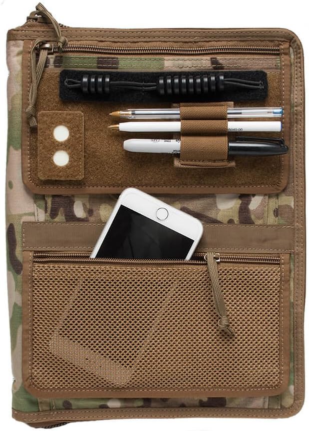 TACTICAL NOTEBOOK COVERS Tactical Admin Notebook Cover System | Zippered Map Case | Fits US Standard Size Paper 8.5” x 11” & A4 Notebooks | Durable Field Organizer (Multicam)