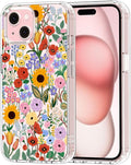MOSNOVO Case for iPhone 15 Plus/iPhone 14 Plus, [Buffertech 6.6ft Military-Grade Drop Protection] [Anti Peel Off Tech] Clear TPU Bumper Phone Case Cover Design - Blossom & Bloom