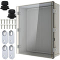MAKERELE Extra Large Outdoor Electrical Box Waterproof IP67 large Junction Box 2 NPT 1”Glands and Adjustable Clamp*2 Hinged Cover Waterproof Clear Box (23.6"*19.7"*8.7")