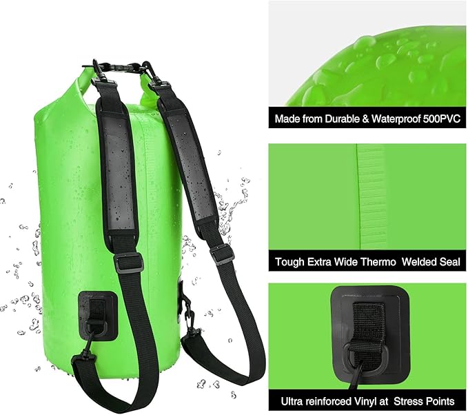 Piscifun Dry Bag, Waterproof Floating Backpack 10L/20L/30L/40L with Waterproof Phone Case for Boating, Kayaking, Fishing