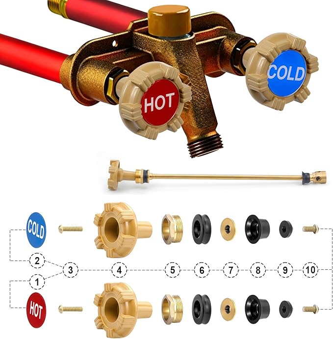 RK-22MH Outdoor Faucet Repair Kit for Woodford Model 22 Outside Faucets Parts Include Wheel Metal Handle Screws Packing Nut Washer Valve Seat Rubber, 18PCS Set
