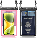 Rynapac [Up to 8.5" Waterproof Phone Pouch - 2 Pack IPX8 Waterproof Phone Case for iPhone 17 16 15 14 Pro Max Galaxy S26 Ultra, Touchscreen & Underwater Photography, Beach Cruise Travel Essentials
